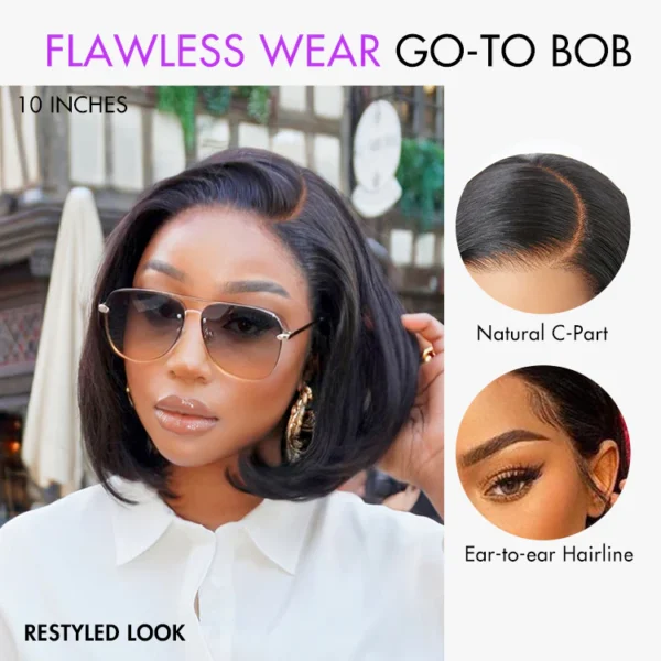 TRILL Wigs - Natural Black / Blonde Highlight C Part Glueless Lace Front Bob Wig