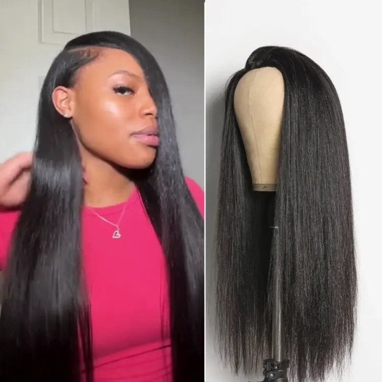 TRILL Too Easy Texture 3-In-1 Half Wig 180% Density Kinky Curly / Yaki Straight Glueless Flexi-Fit Drawstring Wig - Image 4