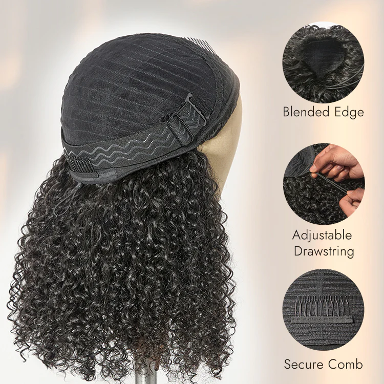 TRILL Too Easy Texture 3-In-1 Half Wig 180% Density Kinky Curly / Yaki Straight Glueless Flexi-Fit Drawstring Wig - Image 2