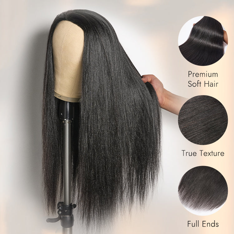 TRILL Too Easy Texture 3-In-1 Half Wig 180% Density Kinky Curly / Yaki Straight Glueless Flexi-Fit Drawstring Wig - Image 14