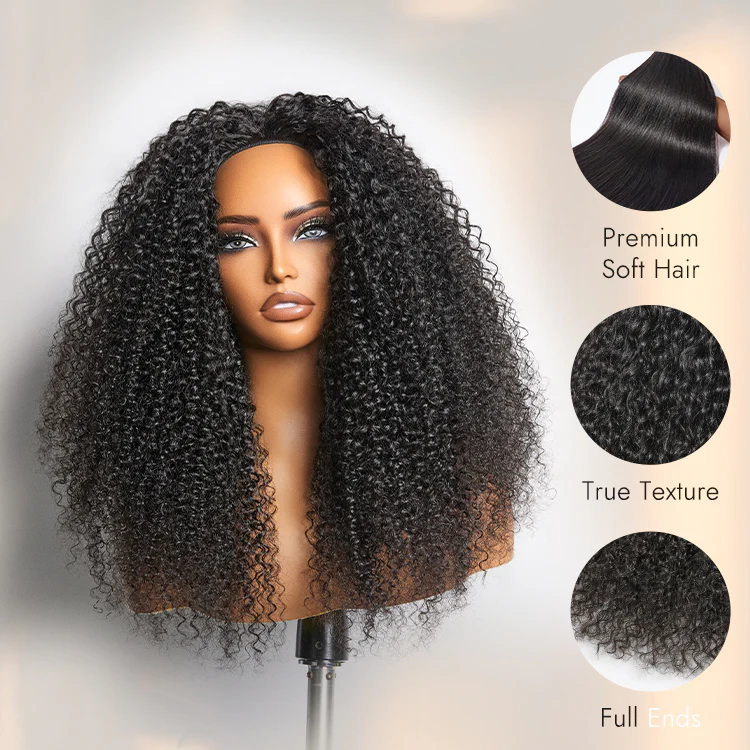TRILL Too Easy Texture 3-In-1 Half Wig 180% Density Kinky Curly / Yaki Straight Glueless Flexi-Fit Drawstring Wig - Image 13