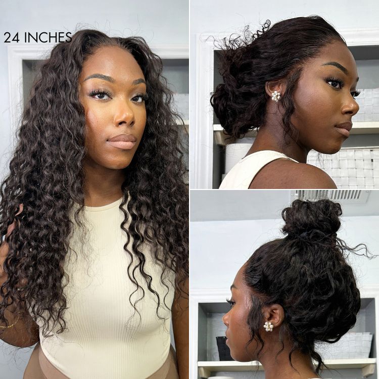 Water Wave 360 Lace Flexi-Fit Invisi Drawstring Cap Long Wig 100% Human Hair Pre-bleached & Pre-plucked & Pre-Cut Lace - Image 6