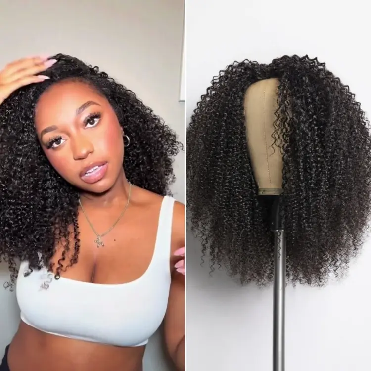 TRILL Too Easy Texture 3-In-1 Half Wig 180% Density Kinky Curly / Yaki Straight Glueless Flexi-Fit Drawstring Wig - Image 9