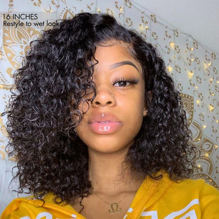 180% Density Face-Framing Trendy Curly Wig Glueless Ear-to-ear Wide T Lace Front Wig Human Hair Pre-Cut Lace Add to wishlist
