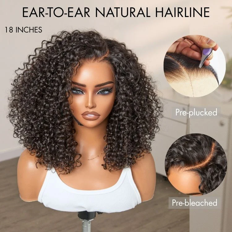 180% Density Face-Framing Trendy Curly Wig Glueless Ear-to-ear Wide T Lace Front Wig Human Hair Pre-Cut Lace Add to wishlist - Image 5