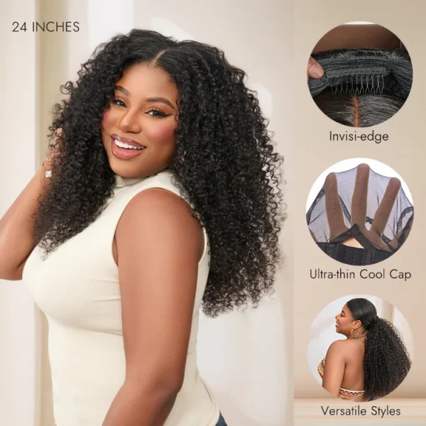TRILL Too Easy Texture 3-In-1 Half Wig 180% Density Kinky Curly / Yaki Straight Glueless Flexi-Fit Drawstring Wig