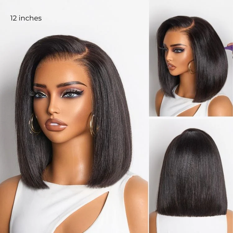 TRILL Silky Blunt Cut Bob Glueless Ear-to-ear 13x4 HD Lace Front Wig Pre-Cut Lace Flexi-Fit Drawstring Cap - Image 2
