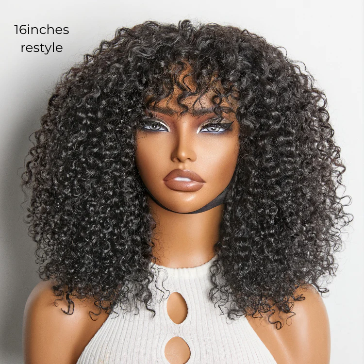 Beginner Friendly 220% Density Glueless 5x5 Closure Pre-Cut Lace Afro Curly Wig Flexi-Fit Drawstring Cap - Image 4