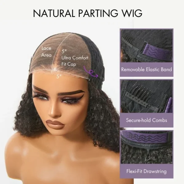 Beginner Friendly 220% Density Glueless 5x5 Closure Pre-Cut Lace Afro Curly Wig Flexi-Fit Drawstring Cap
