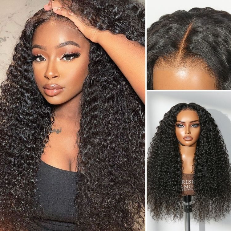 TRILL 250% Density Water Wave Glueless Flexi-Fit Drawstring 13x4 Frontal Lace Fluffy Curly High Density Wig Pre-Cut Lace