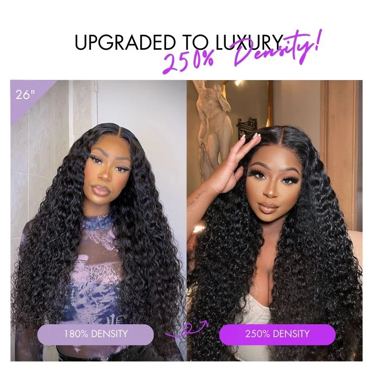 TRILL 250% Density Water Wave Glueless Flexi-Fit Drawstring 13x4 Frontal Lace Fluffy Curly High Density Wig Pre-Cut Lace - Image 4
