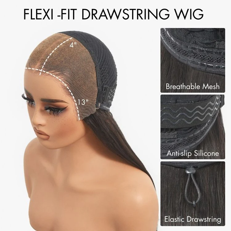 TRILL 250% Density Water Wave Glueless Flexi-Fit Drawstring 13x4 Frontal Lace Fluffy Curly High Density Wig Pre-Cut Lace - Image 2