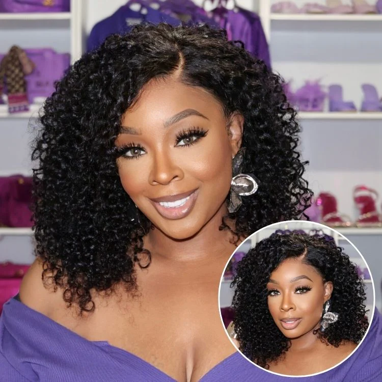 180% Density Face-Framing Trendy Curly Wig Glueless Ear-to-ear Wide T Lace Front Wig Human Hair Pre-Cut Lace Add to wishlist - Image 3