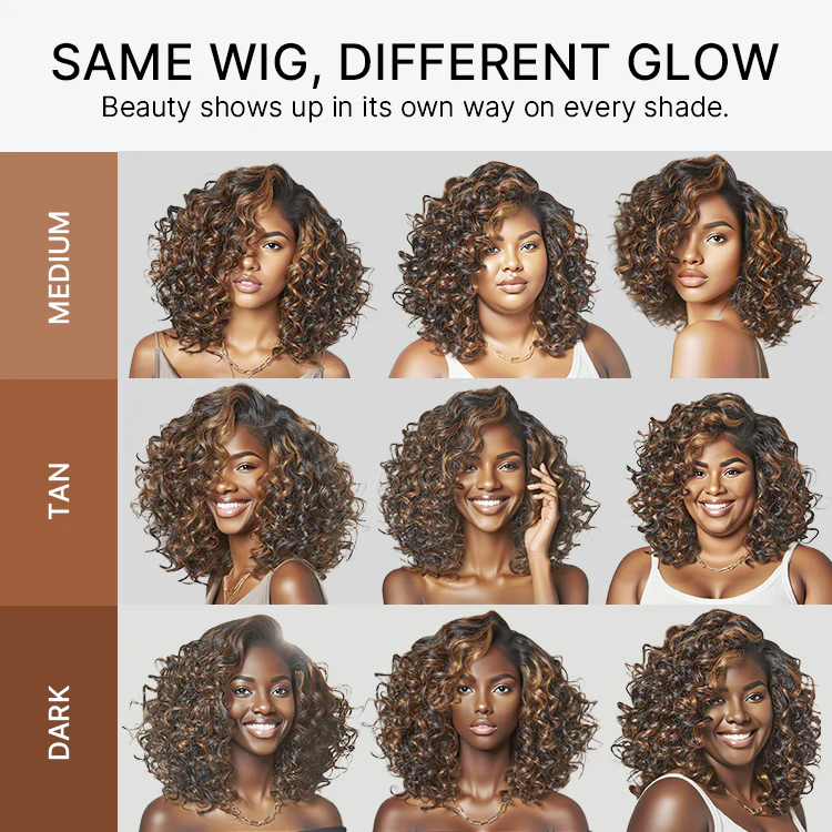 Effortless Elegance Copper Highlight / Natural Black Bouncy Curl Wig Minimalist HD Lace Glueless Wig Pre-Cut Lace - Image 9