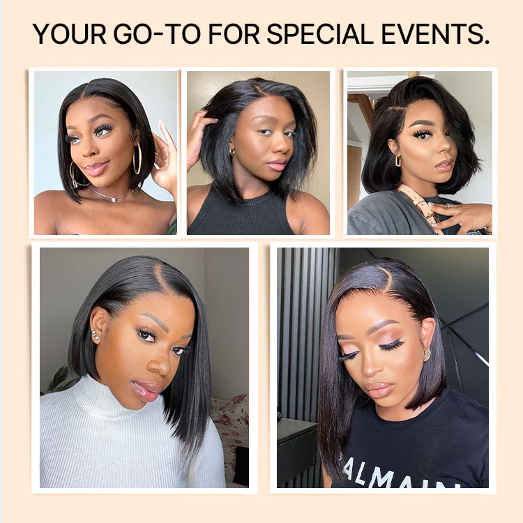 TRILL Silky Blunt Cut Bob Glueless Ear-to-ear 13x4 HD Lace Front Wig Pre-Cut Lace Flexi-Fit Drawstring Cap - Image 4