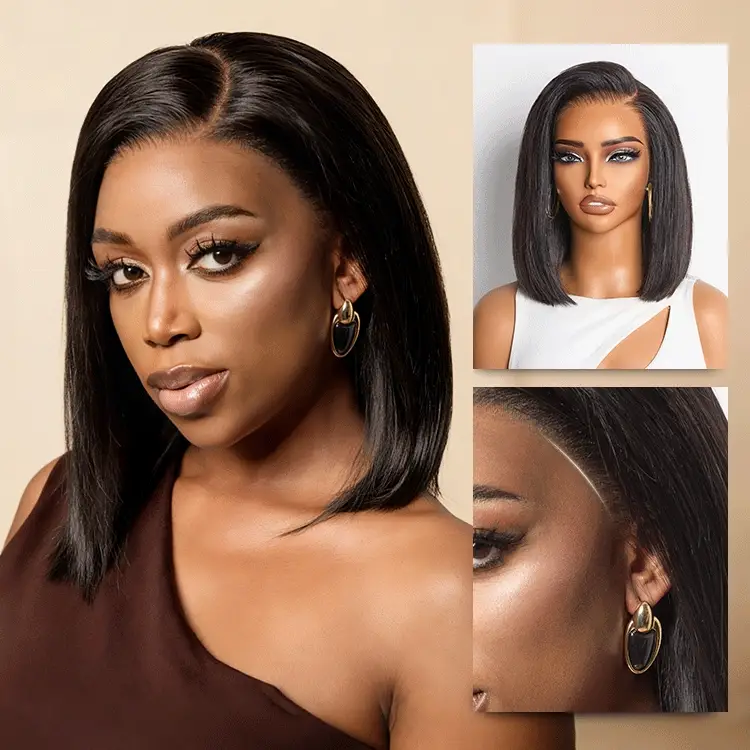 TRILL Silky Blunt Cut Bob Glueless Ear-to-ear 13x4 HD Lace Front Wig Pre-Cut Lace Flexi-Fit Drawstring Cap