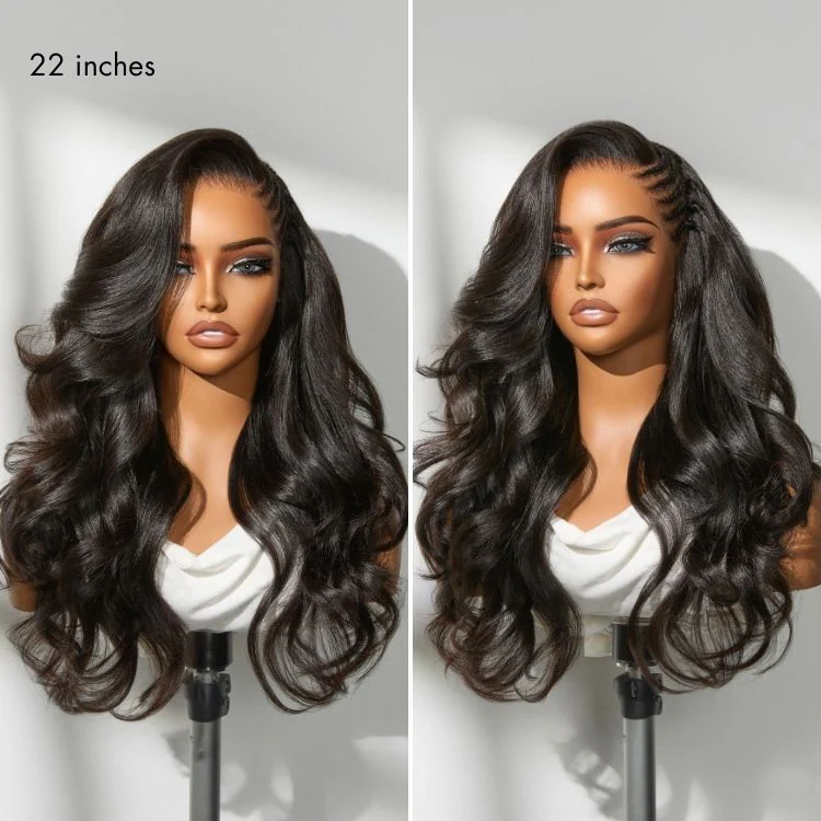 TRILL Side Braided Yaki Body Wave Glueless Ear-to-ear 13x6 Frontal HD Lace Wig Human Hair Flexi-Fit Drawstring Cap - Image 6