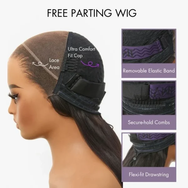 TRILL Side Braided Yaki Body Wave Glueless Ear-to-ear 13x6 Frontal HD Lace Wig Human Hair Flexi-Fit Drawstring Cap