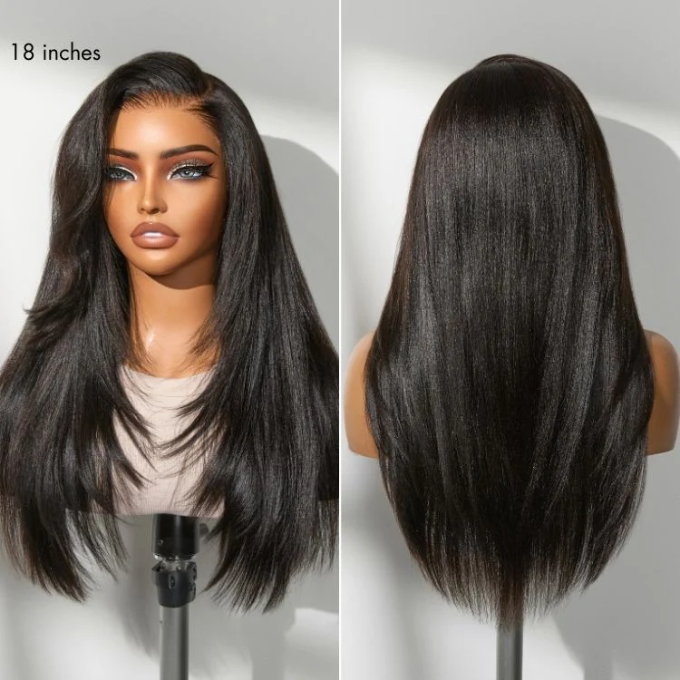 TRILL All-Day Comfort Wig 180% Density Layered Light Yaki Straight / Loose Body Wave Glueless 7x6 Closure HD Lace Human Hair Wig Pre-Cut - Image 6