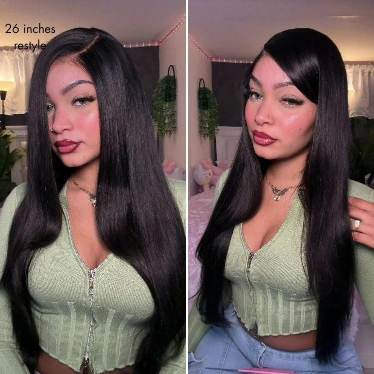 TRILL All-Day Comfort Wig 180% Density Layered Light Yaki Straight / Loose Body Wave Glueless 7x6 Closure HD Lace Human Hair Wig Pre-Cut - Image 4