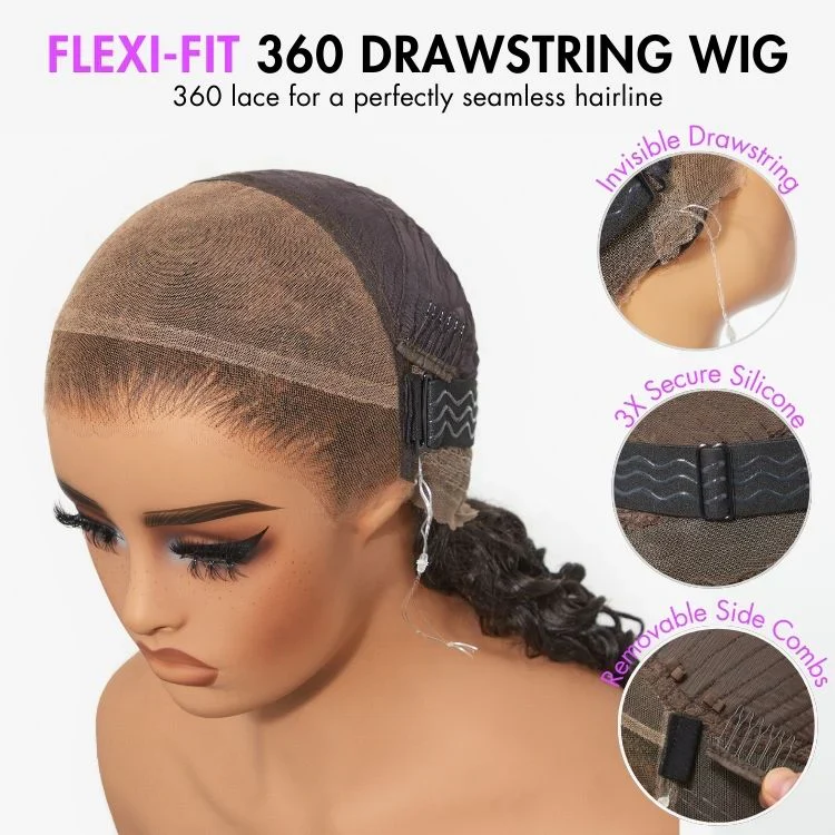 TRILL Hair Full Lace Classy Natural Black Body WaveFree Parting Half Up Half Down Wig Invisi Drawstring Cap Pre-cut Lace - Image 8