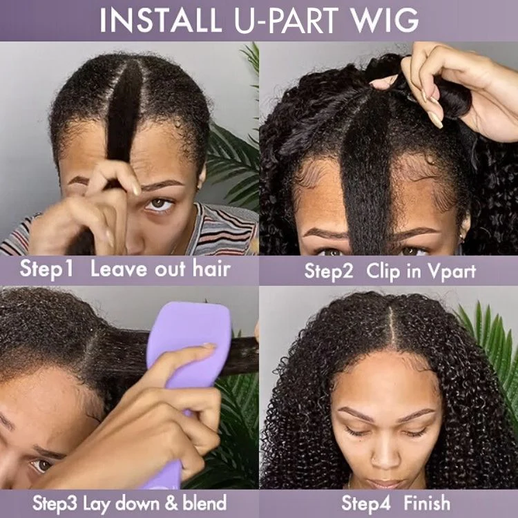 Body Wave / Straight / Kinky / Deep Wave Human Hair U Part Wig - Image 6