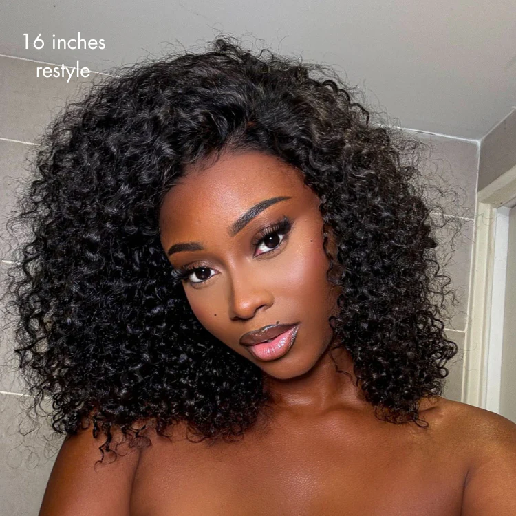 Beginner Friendly 220% Density Glueless 5x5 Closure Pre-Cut Lace Afro Curly Wig Flexi-Fit Drawstring Cap - Image 2
