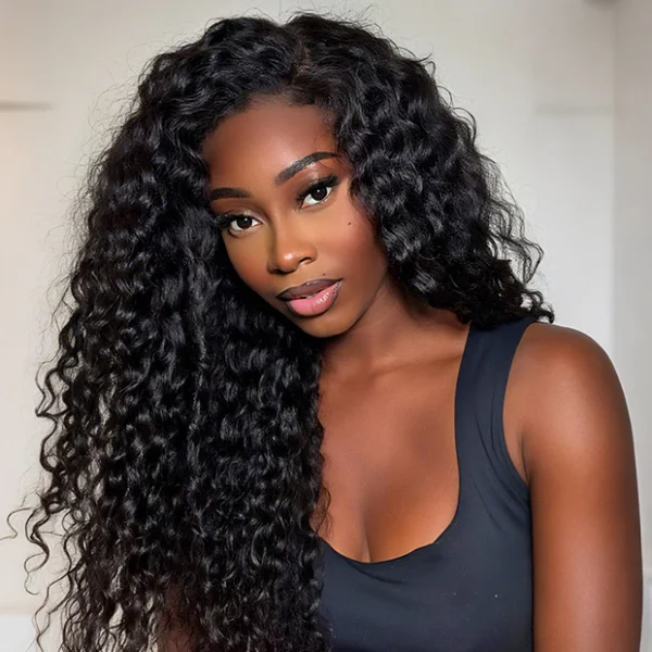 Bouncy Deep Wave V Part Human Hair Wig With Drawstring Super Natural Protective Style
