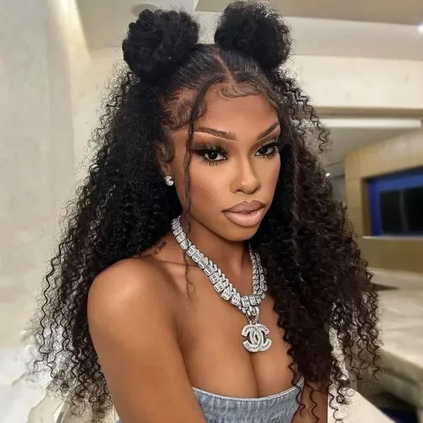 Jerry Curly Wig 13×6 Invisible HD Lace Front Human Hair Wigs Pre Plucked & Bleached - Image 4