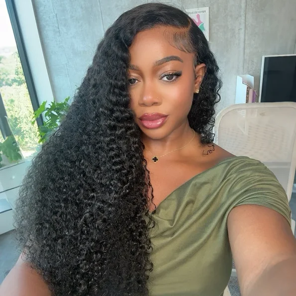 Jerry Curly Wig 13×6 Invisible HD Lace Front Human Hair Wigs Pre Plucked & Bleached - Image 5