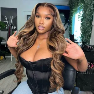 4/27 Highlight Honey Blonde Color Body Wave 6×5 Wear Go 13×4 HD Glueless Lace Frontal Wig