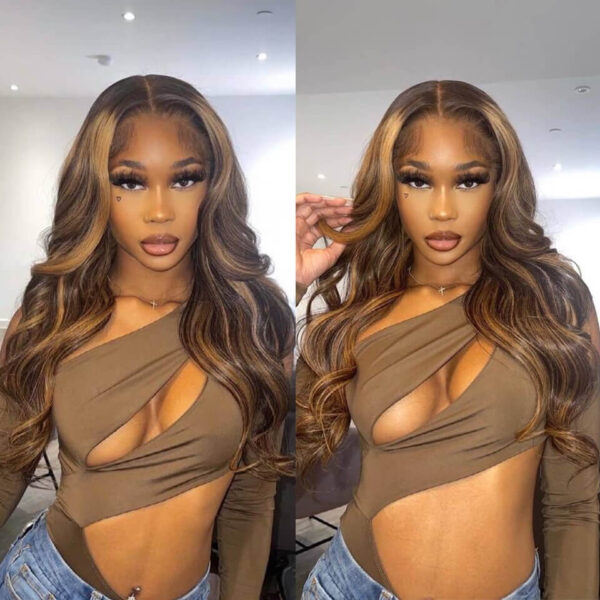 4/27 Highlight Honey Blonde Color Body Wave 6×5 Wear Go 13×4 HD Glueless Lace Frontal Wig