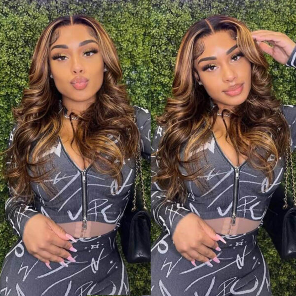 4/27 Highlight Honey Blonde Color Body Wave 6×5 Wear Go 13×4 HD Glueless Lace Frontal Wig