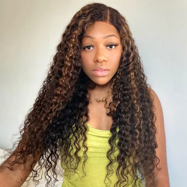 Highlight Water Wave 6×5 HD Lace Wear Go Glueless Honey Blonde Closure Wig 180% Density