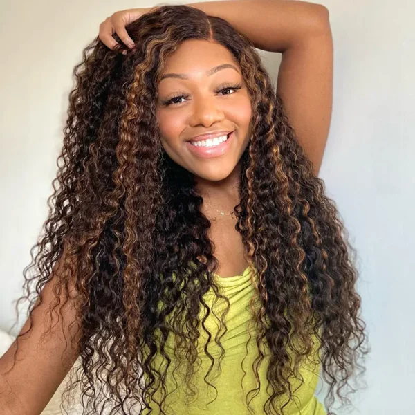 Highlight Water Wave 6×5 HD Lace Wear Go Glueless Honey Blonde Closure Wig 180% Density