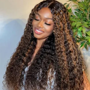 Highlight Water Wave 6×5 HD Lace Wear Go Glueless Honey Blonde Closure Wig 180% Density