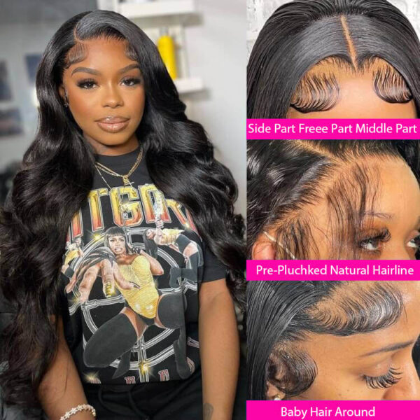 Long inches Body Wave 6×5 13×4 HD Lace Frontal Wig Pre Plucked Human Hair Wigs 26-36 Inches