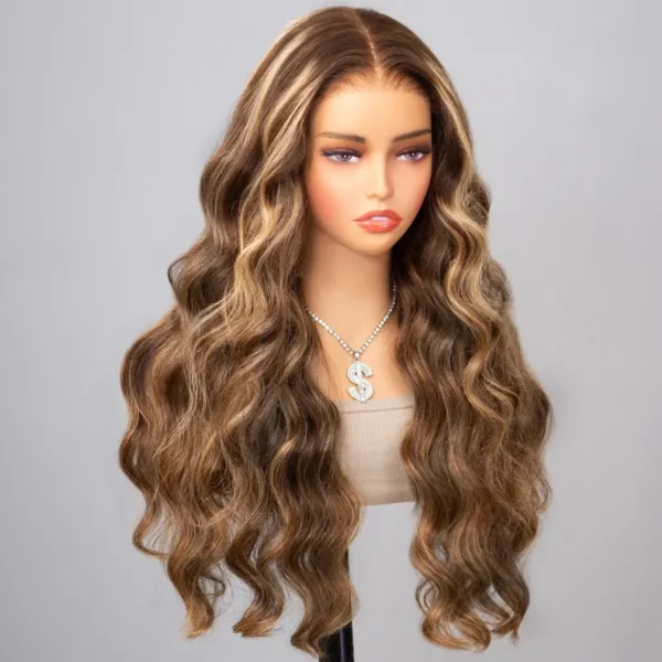 4/27 Highlight Honey Blonde Color Body Wave 6×5 Wear Go 13×4 HD Glueless Lace Frontal Wig