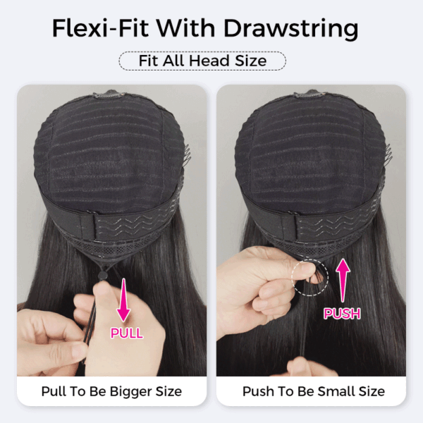 Bouncy Deep Wave V Part Human Hair Wig With Drawstring Super Natural Protective Style