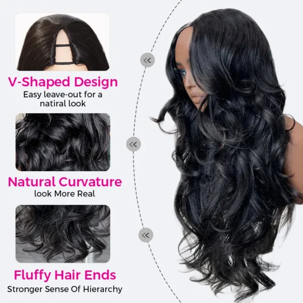 Yaki Loose Body Wave V Part Wig Pre Styled Layer Cut Human Hair Wig 180% Density
