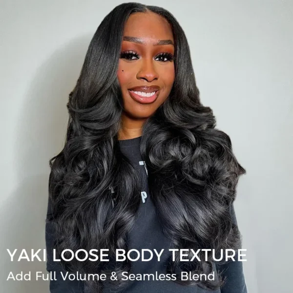 Yaki Loose Body Wave V Part Wig Pre Styled Layer Cut Human Hair Wig 180% Density