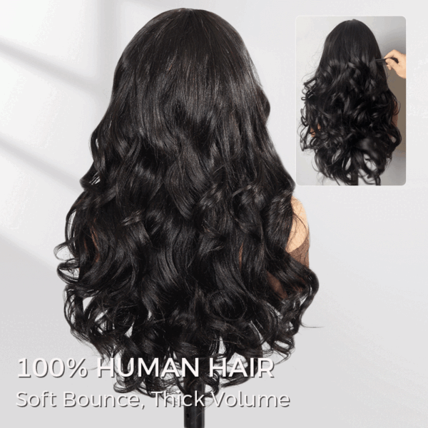 Yaki Loose Body Wave V Part Wig Pre Styled Layer Cut Human Hair Wig 180% Density
